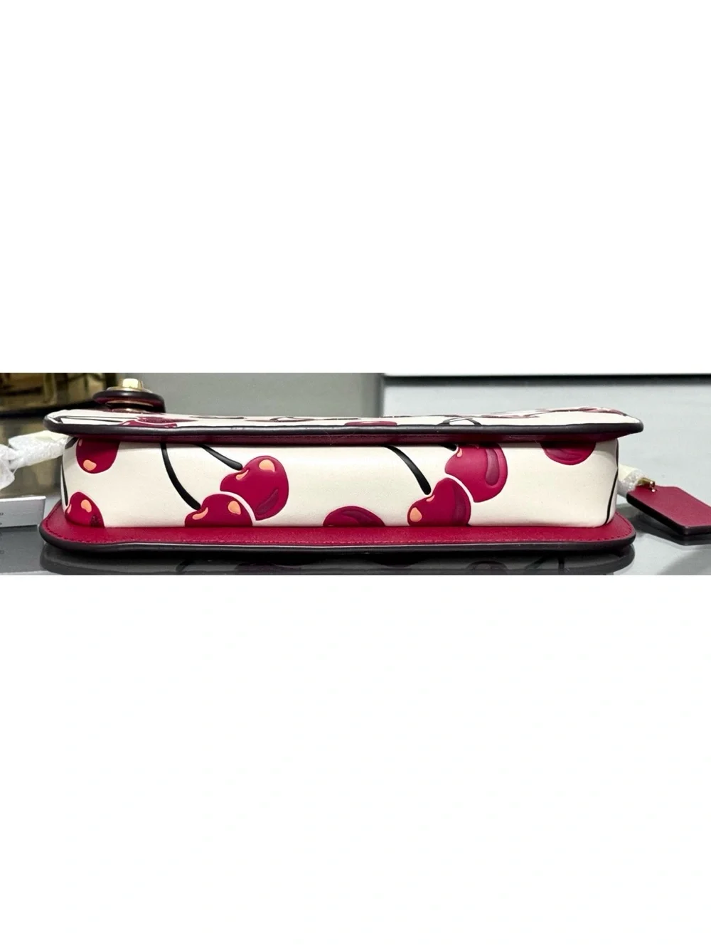 COACH Penn Cherry Print Leather Shoulder Bag